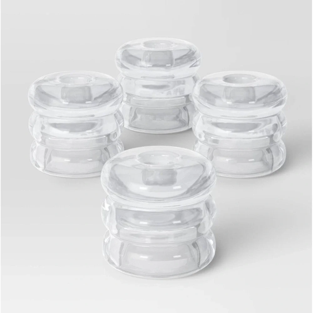4pk Bubble Glass Taper / Tealight Candle Holder Clear - Room Essentials, NEW